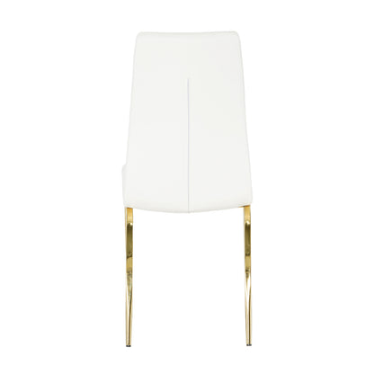 Shona Pu Dining Chairs with Gold Metal Leg (Set of 4) - White