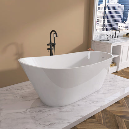 Nest 59" Acrylic Freestanding  Soaking Bathtub - Gloss White