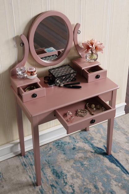 Moniya Makeup Vanity Table and Stool Set - Rose Gold