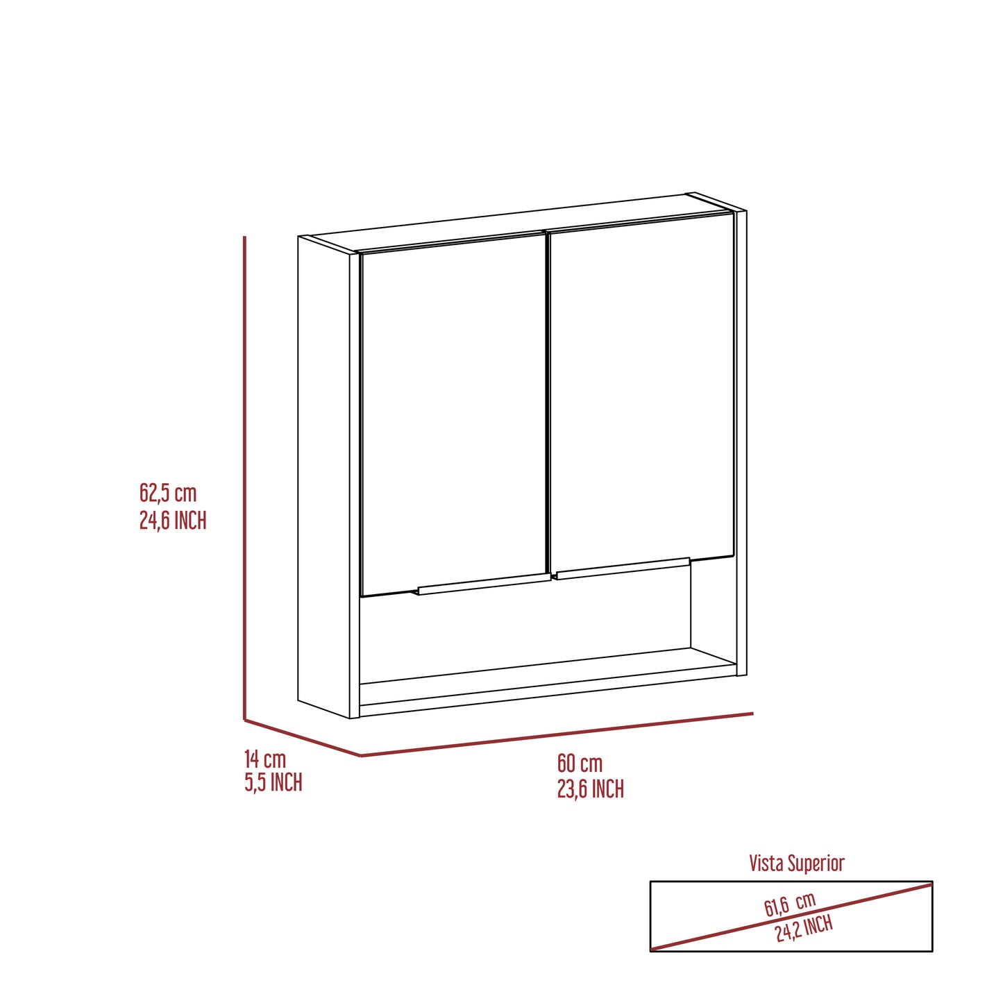 Feminine Mirror Double Door Cabinet - White