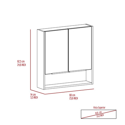 Feminine Mirror Double Door Cabinet - White