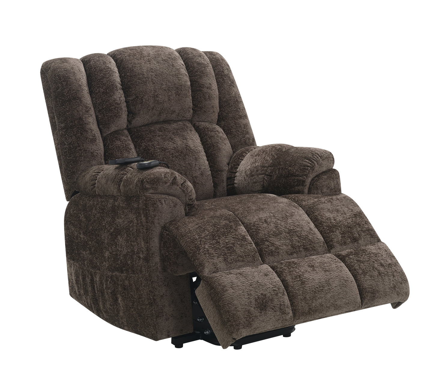 Pacay Velvet Power Recliner w/Lift, Heating & Massage - Brown