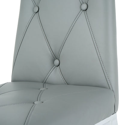 Valerio Pu Dining Chairs with Chrome Leg (Set of 2) - Gray