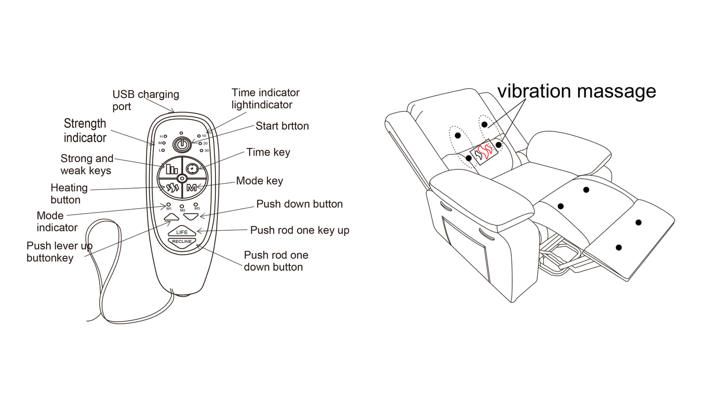 Solace Electric Power Recliner Chair with Massage and Heatin - Light Grey