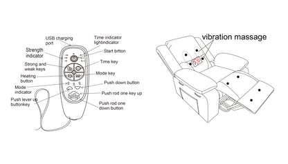 Solace Electric Power Recliner Chair with Massage and Heatin - Dark Grey