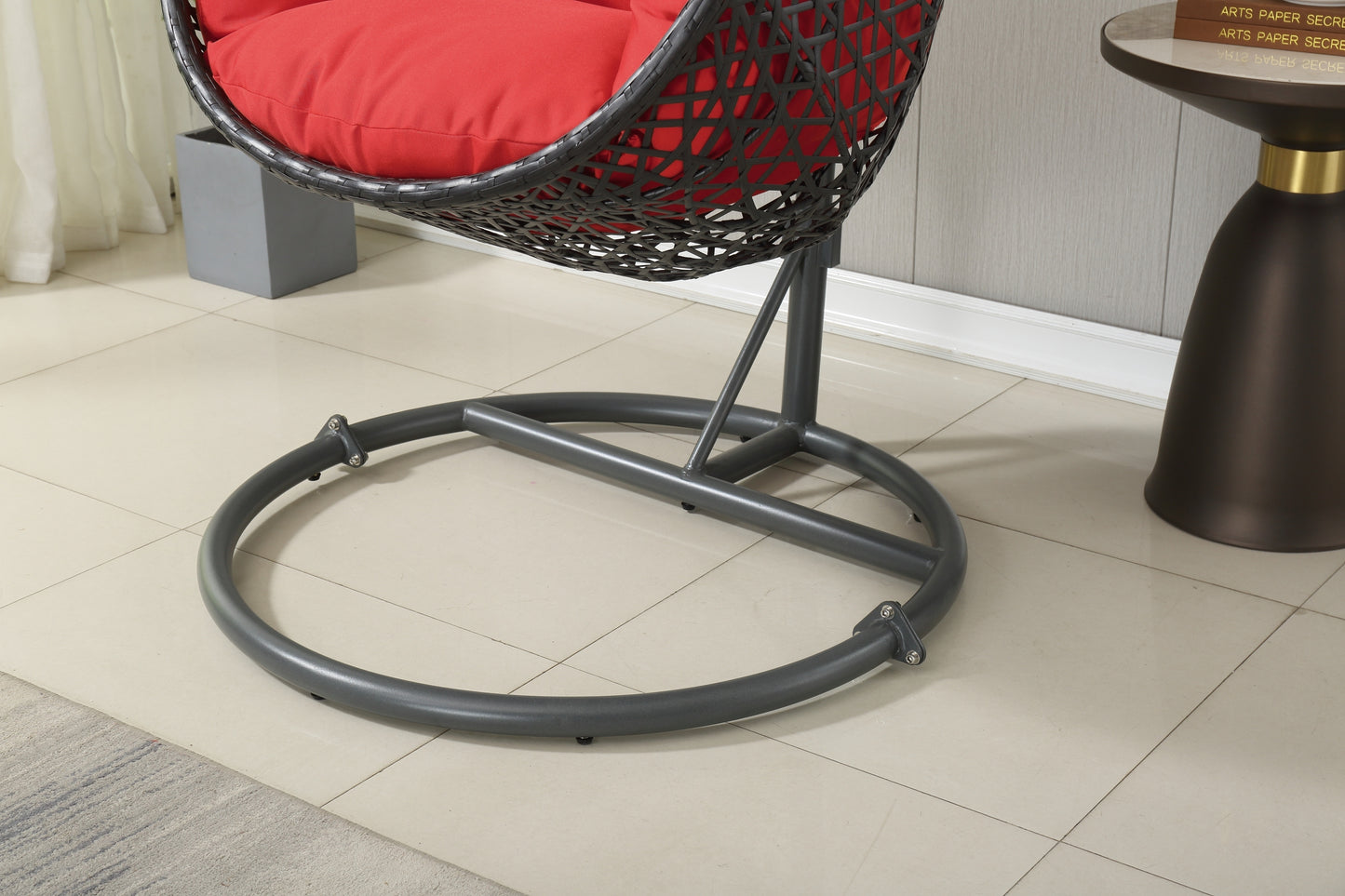 Lulu Patio PE Rattan Swing Chair With Stand - Red