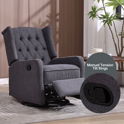 Davina Swivel Rocking Recliner Chair - Dark Gray