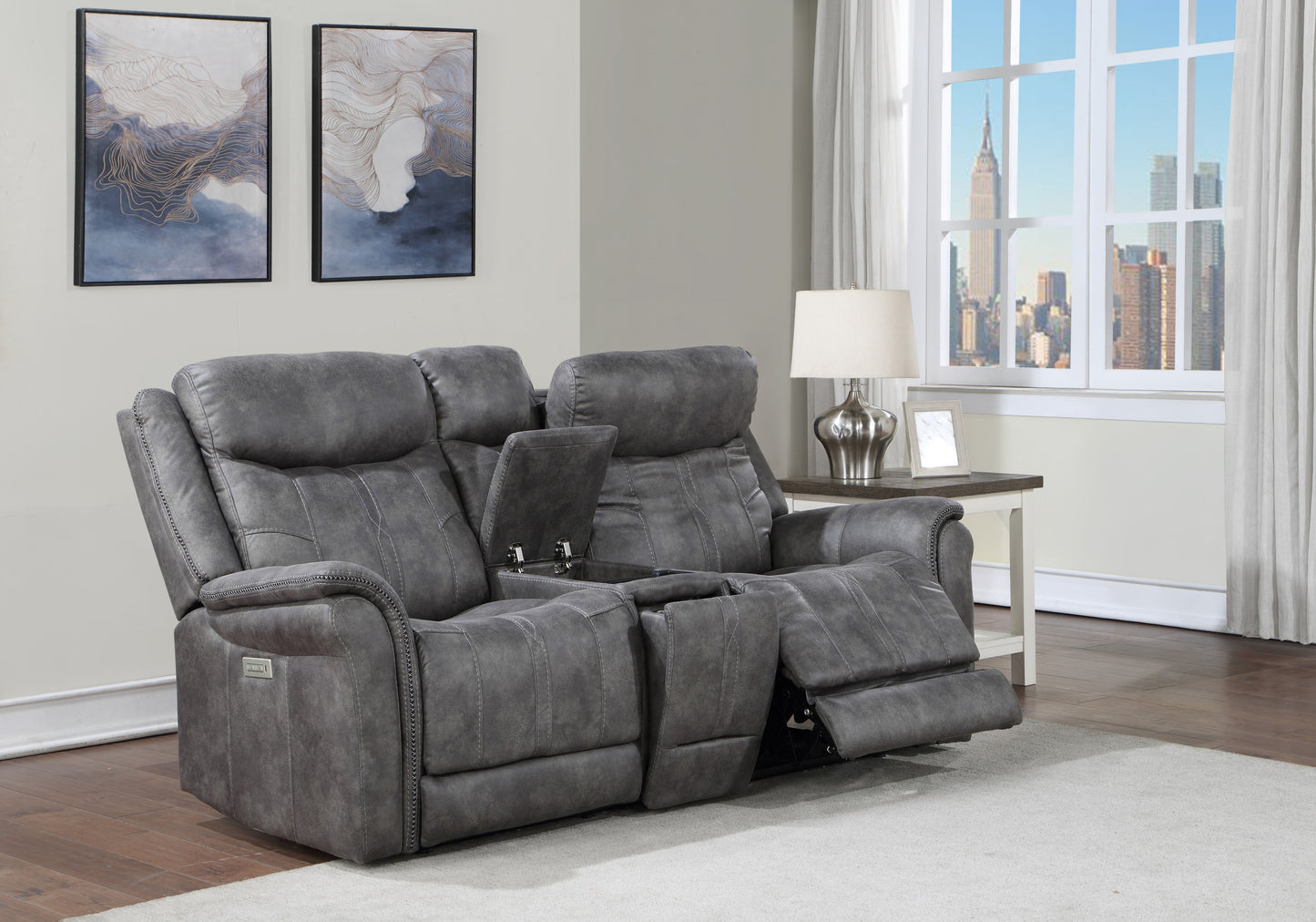 Lennox Console Loveseat - Dark Gray