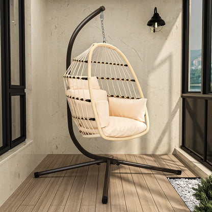 Bayron Patio Hanging Swing Chair with Stand - Natural