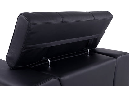 Tomos Top Grain Italian Leather Loveseat - Black