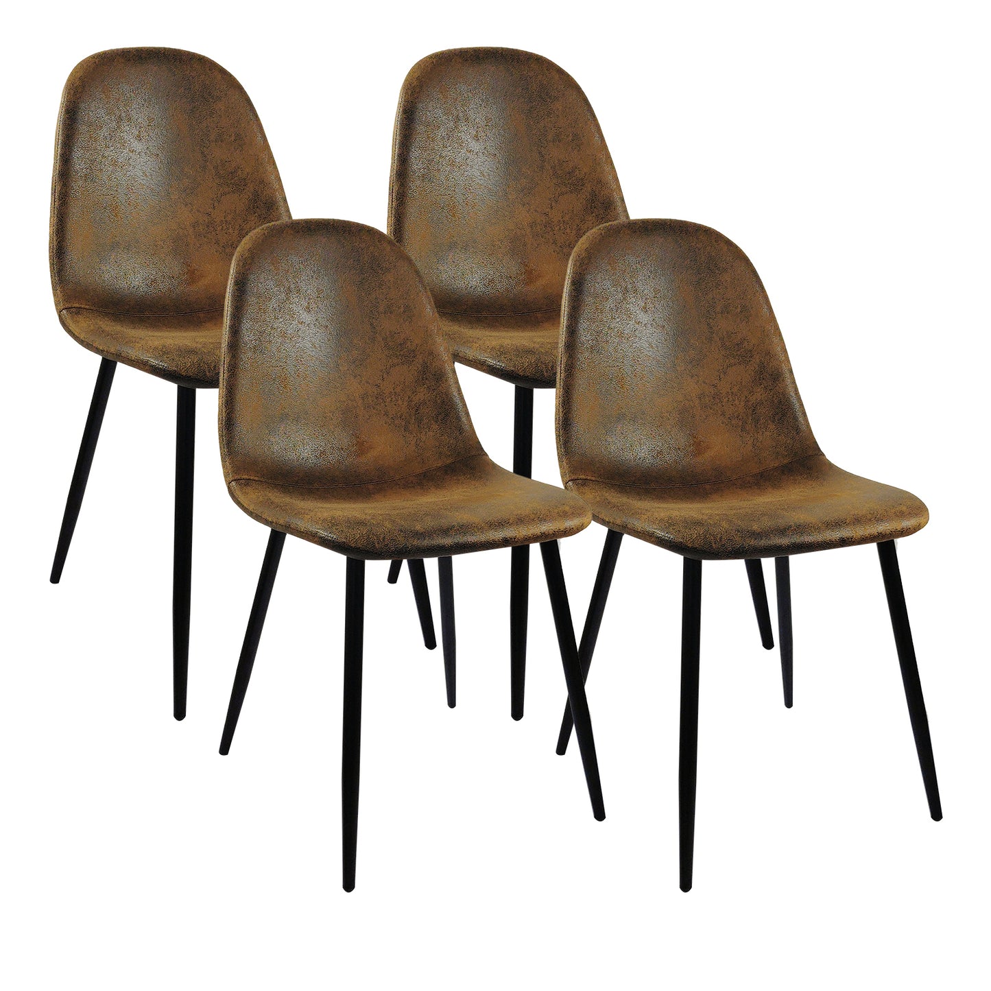 Ona II Suedette Dining Chairs with Black Metal Leg (Set of 2) - Brown