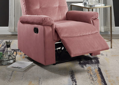 Lester Velvet Recliner Motion Recliner - Blush Pink