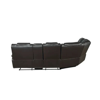 Hiroshi Power Reclining Sectional Faux Leather Sofa - Black