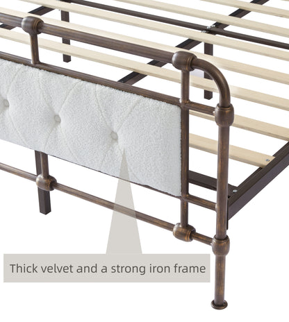 King size High Boad Metal Bed Frame - White