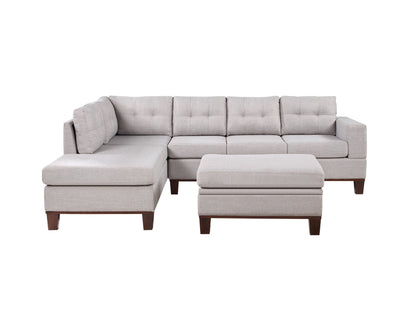 Hilo Fabric Reversible Sectional Sofa with Storage Ottoman - Light Gray