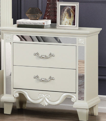 Milan Mirror Framed Nightstand - White