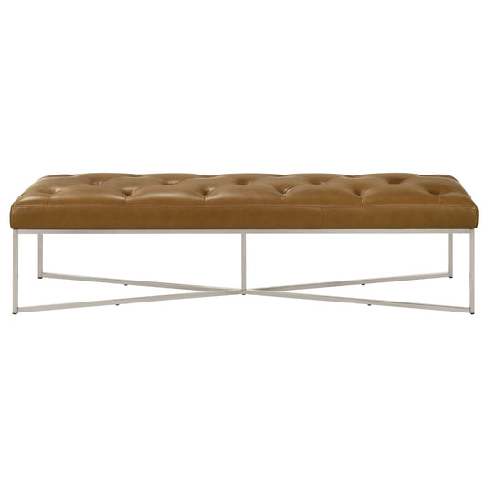 Harper Tan Leather Bench