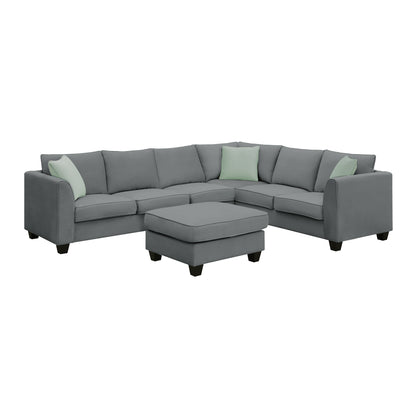 Harper Modular Sectional Sofa with Ottoman - Grey