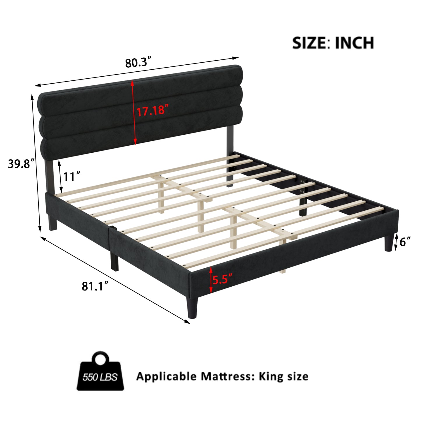 Wee King Size Bed Frame - Dark Gray