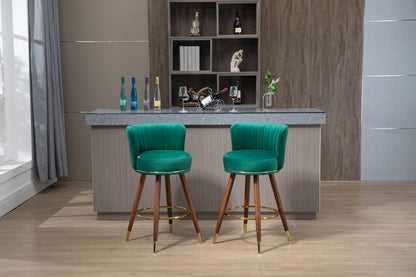 Emily  Bar Stools with Back and Footrest  - Emerald Set of 2