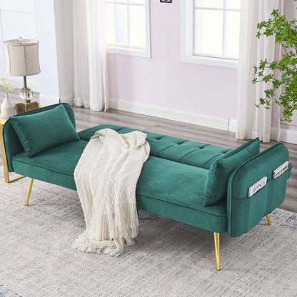 Mika Convertible Velvet Sofa Bed - Green