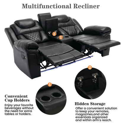 Milo 3 Pieces Recliner Sofa Sets - Black