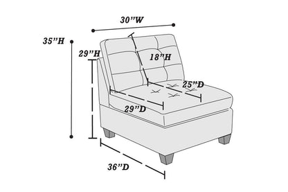 Kata Antique Modular Sectional 6pc Set 2x Corner Wedge 2x Armless Chairs and 2x Ottoman - Grey