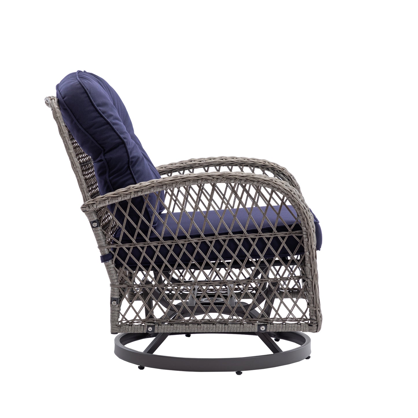 Tompkins 3 Pc Outdoor Swivel Rocker Patio Chairs - Navy Blue