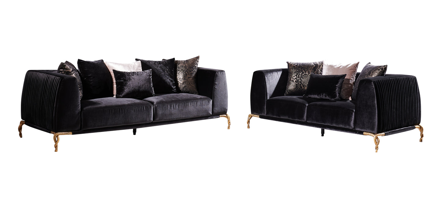 Swanson Velvet Loveseat - Black