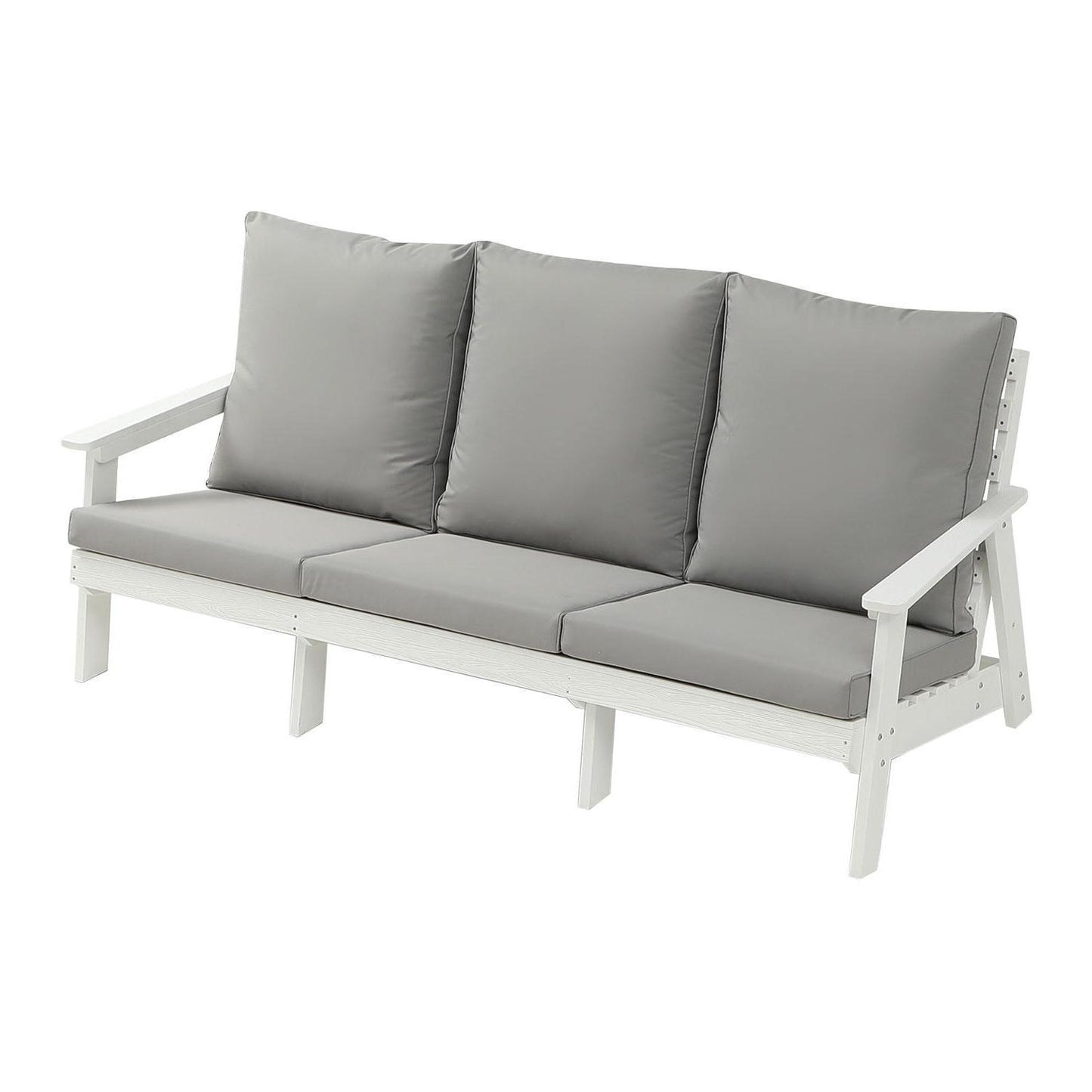 Micki Outdoor 3 Seater Sofa with Cushion - White/Gray