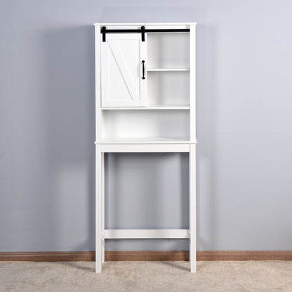 Barn Door Over-the-Toilet Storage Cabinet  - White