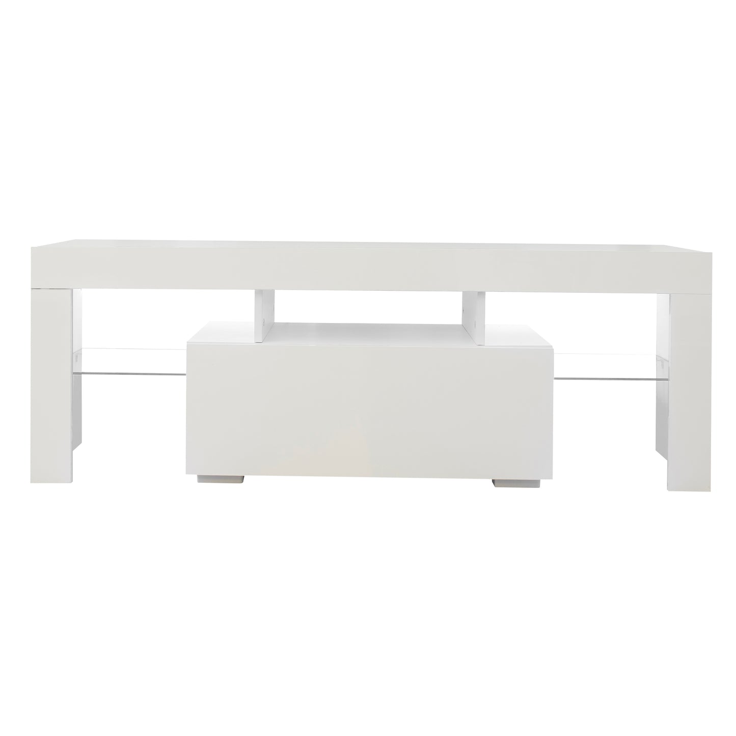 Prime Entertainment TV Stand with LED Light TV - White