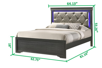 Ola Queen Size LED Bed - Gray