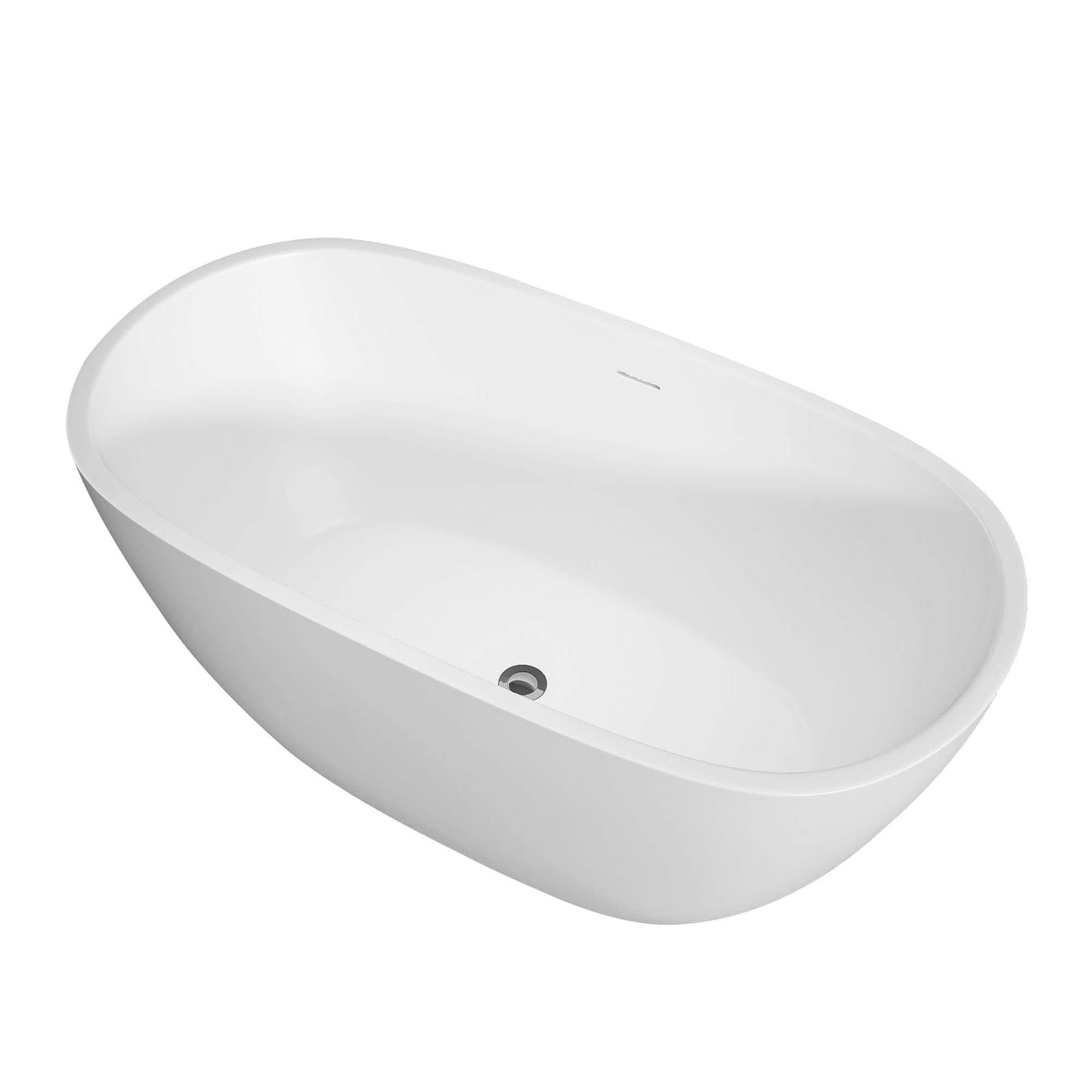 Hana 65" Oval Shape  Acrylic Freestanding  Soaking Bathtub - Matte White