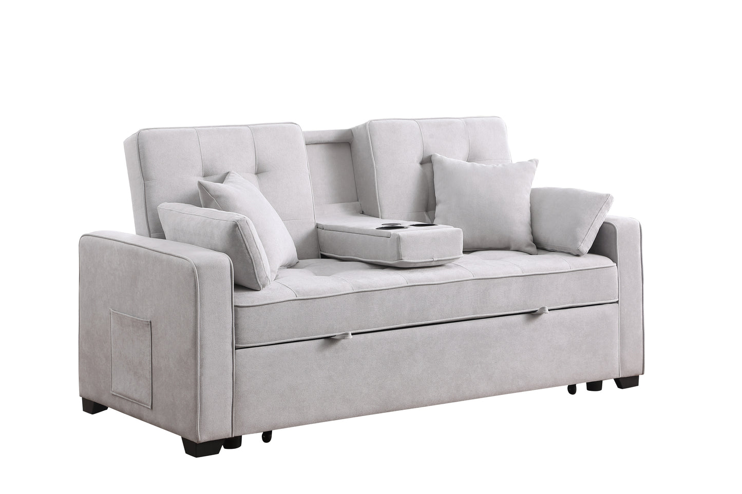 Cody II Woven Fabric Convertible Sleeper Loveseat - Light Gray