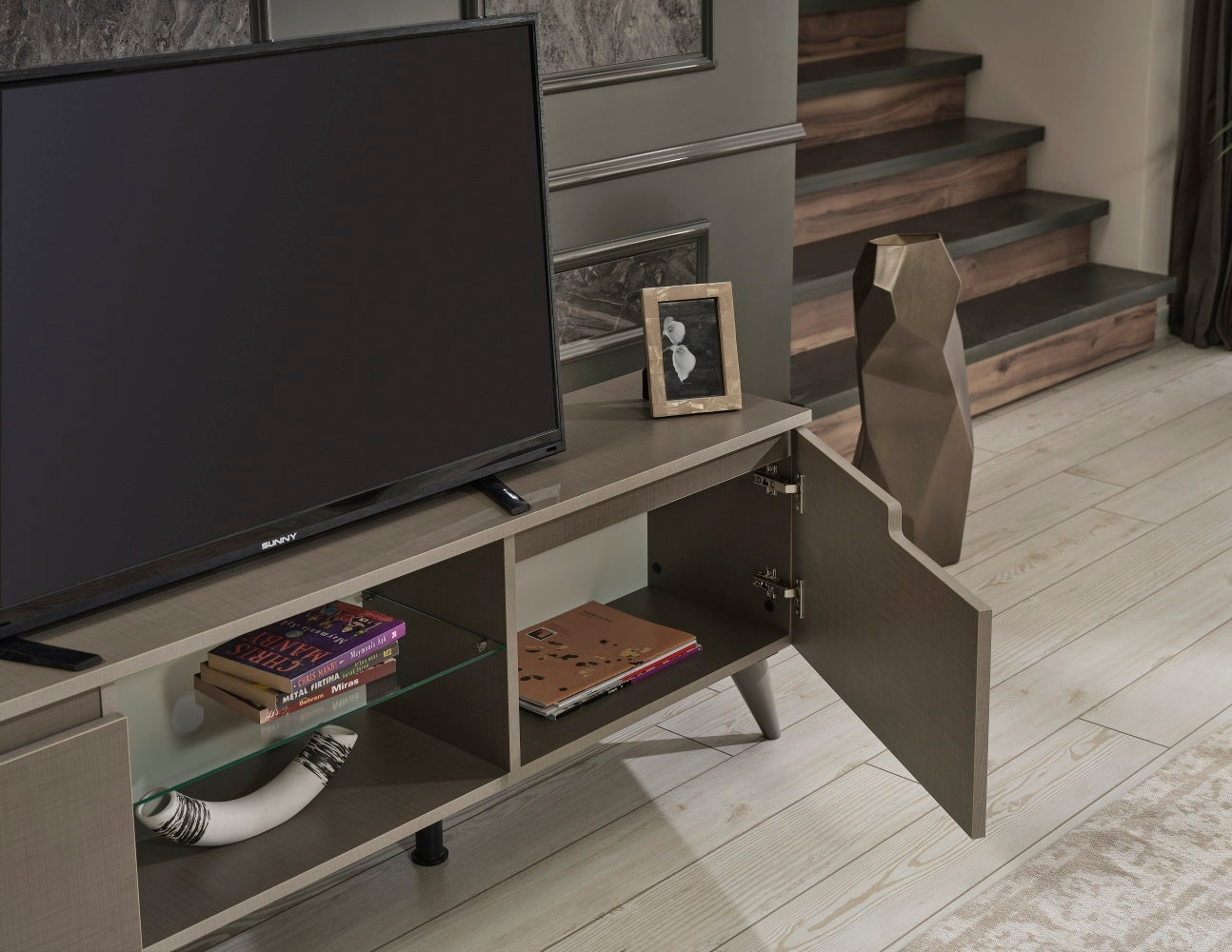 Denver Mid Century Modern TV Stand - Brown