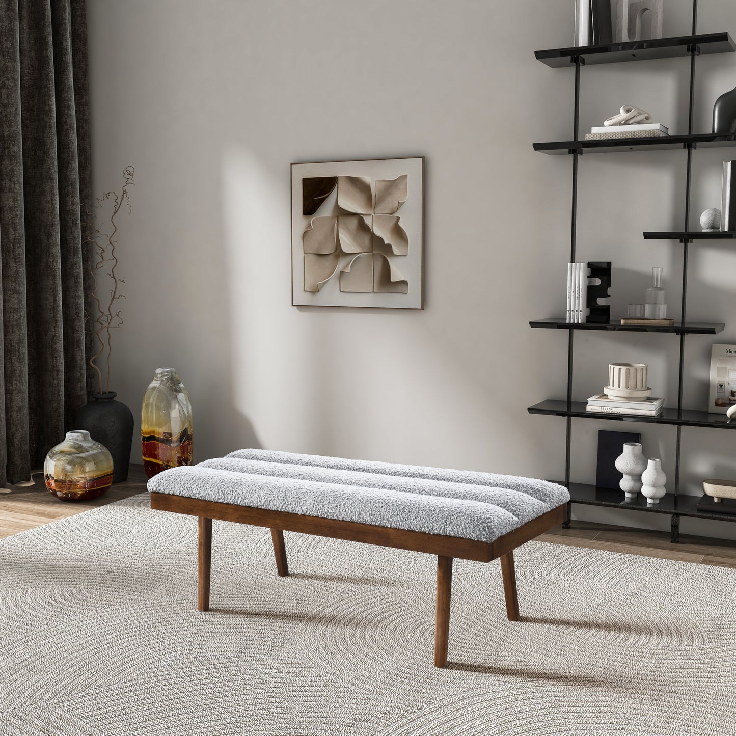 Troni Boucle Bench - Light Gray