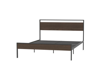 Ceres Queen Size Metal Bed - Walnut