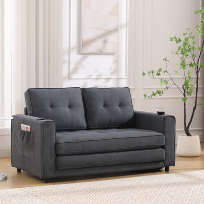 Neo Tufted Loveseat with Pull Out Sleeper - Dark Gray