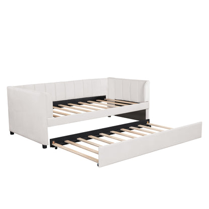 Tano Twin Size Upholstered Daybed with Trundle - Beige