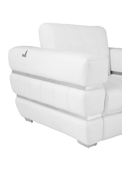 Meza Top Grain Italian Leather  Loveseat - White