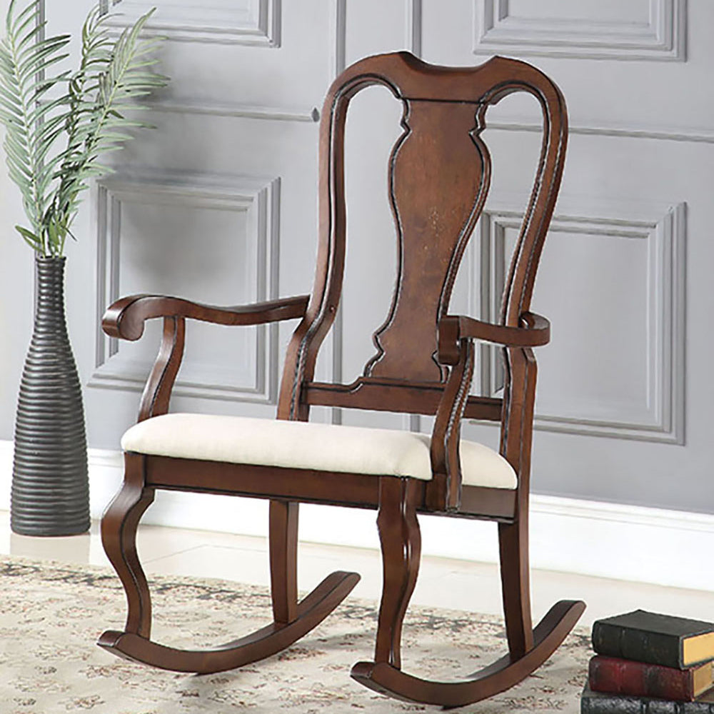 Queen Anne Back Rocking Chair - Beige