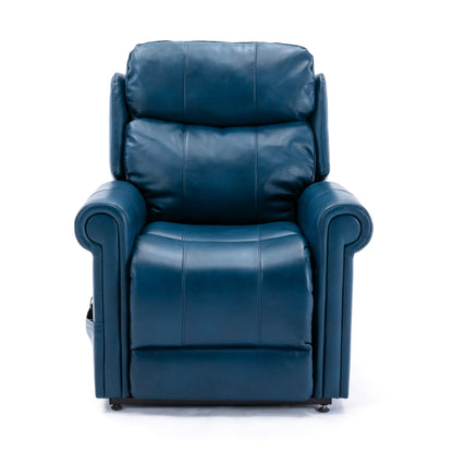 Lowell Leather Gel Lift Chair with Massage - Navy Blue