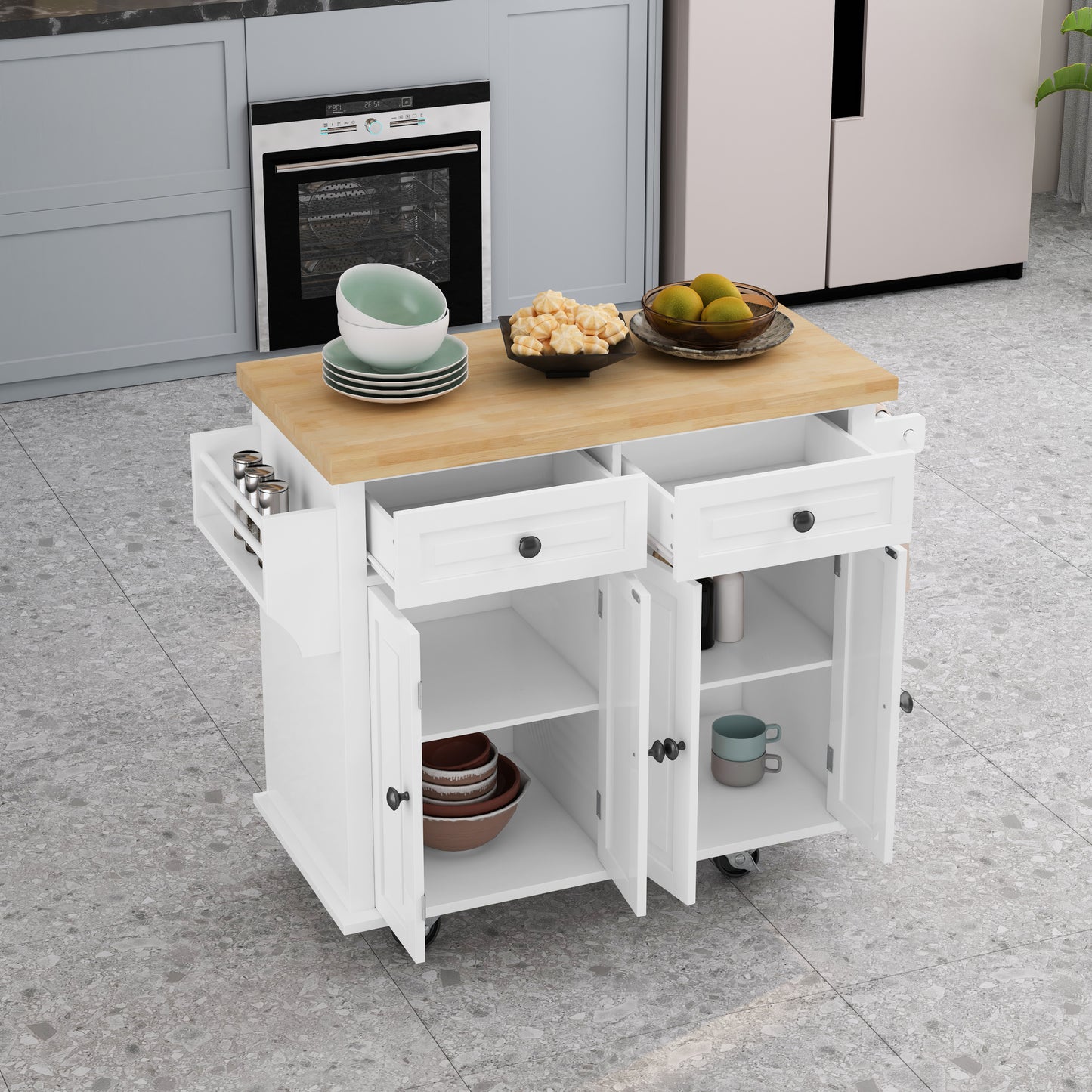 Nexa Kitchen Island Cart - White