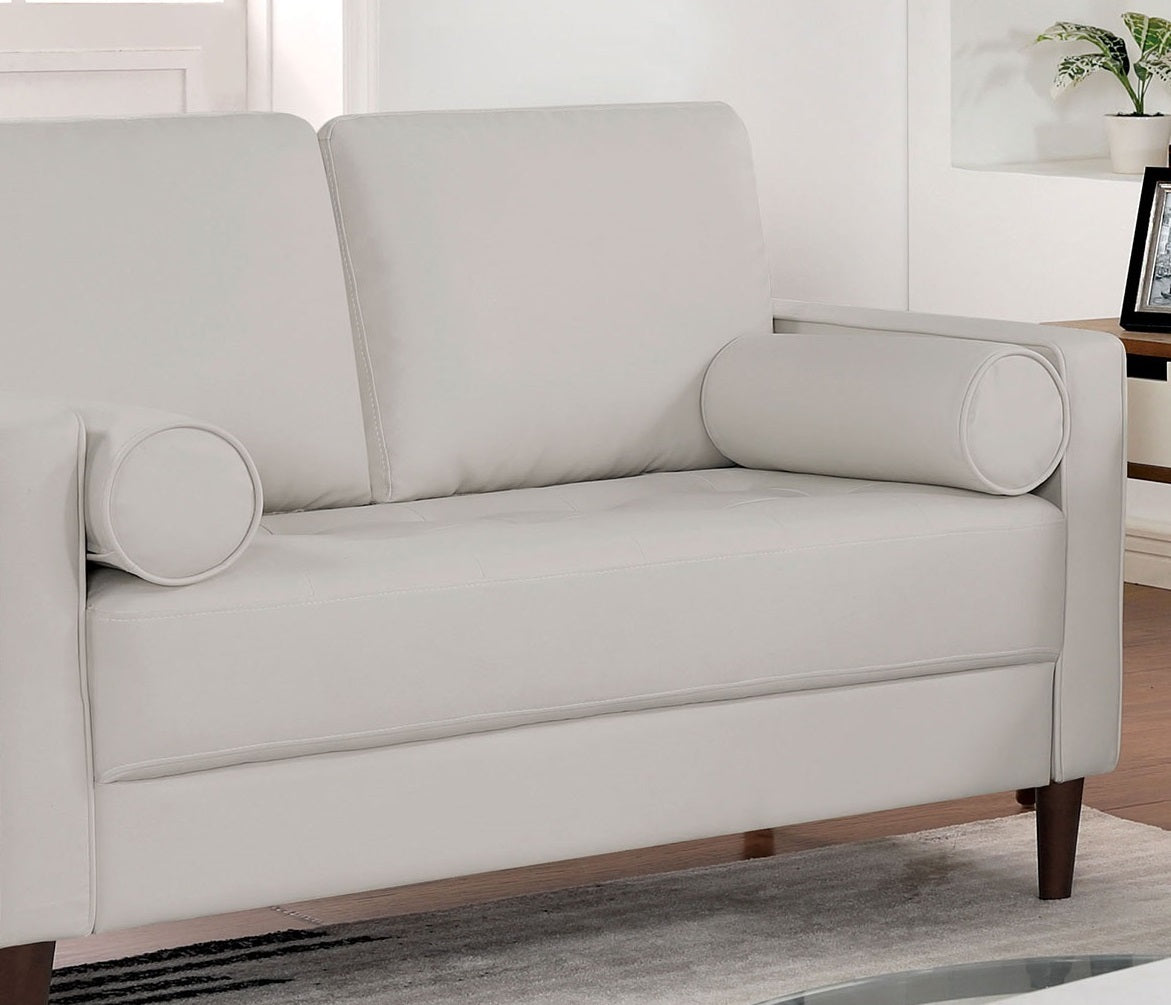 Houston Loveseat Leatherette Upholstered - Off White