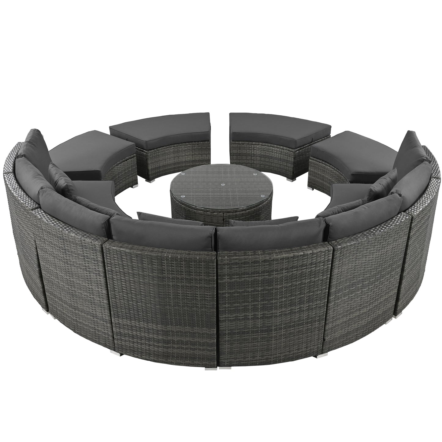 Serrano 9 Pc Outdoor Patio Circular Outdoor Sofa Set - Gray