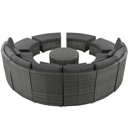 Serrano 9 Pc Outdoor Patio Circular Outdoor Sofa Set - Gray