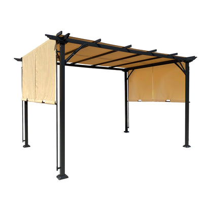 Manson 9.5 x 12 ft Outdoor Retractable Pergola - Khaki