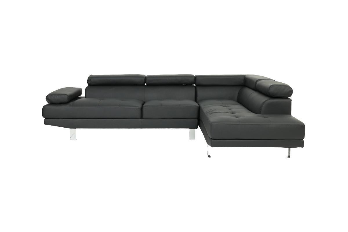 Akira Sectional Sofa Adjustable Headrest - Black