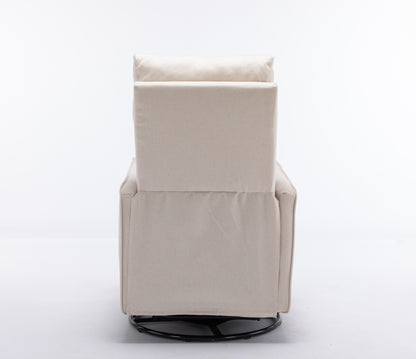 Cotton Linen Fabric Swivel Rocking Chair - Beige